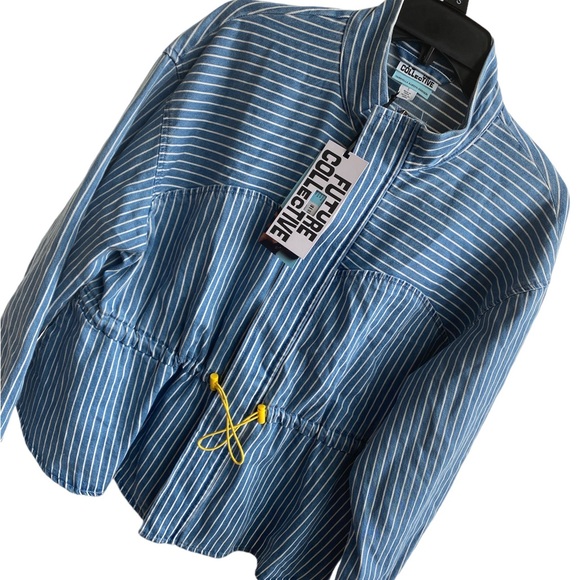 Future Collective™ with Gabriella Karefa-Johnson Peplum denim jacket Striped L - Picture 9 of 9